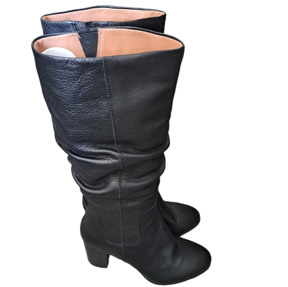 VIONIC LOLITA BLACK pebbled leather block high heel slouchy boots coastal SZ 7 - Picture 4 of 12